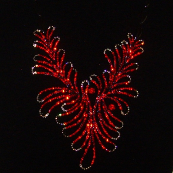 Rhinestone and Black Japanned Necklace and Earring - Picture 7 of 16